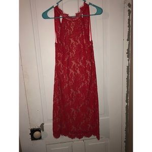 Red Lace Dress with Open Back